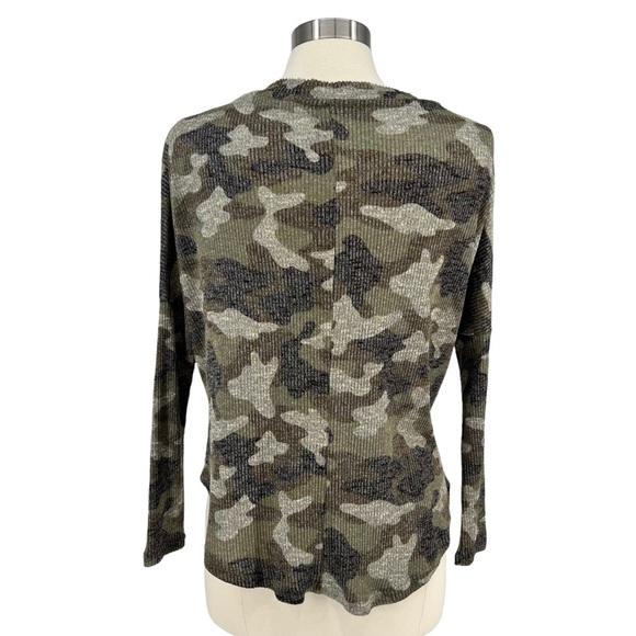 BOBEAU Camo Print Thermal Knit Button Cardigan S - Picture 4 of 9